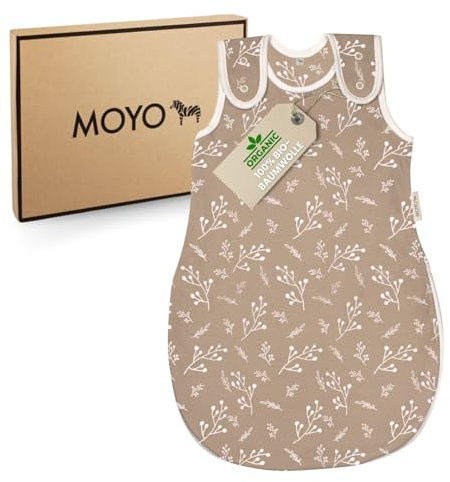 MOYO Baby-Schlafsack in Taupe I Atmungsaktiver Winterschlafsack in 50/56 I Gefütterter Ganzjahres-schlafsack 2.5 TOG I Neugeborenen-Schlafsack aus 100% Bio-Baumwolle I Babyschlafsack-Winter
