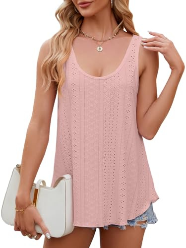 Debardeur Femme Chic et Élégant Haut Femme Ete Top sans Manche (Rose,L)