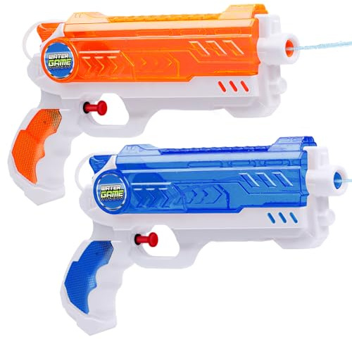 Quanquer - Pistola de agua infantil, 280 ml, 2 unidades, alcance de 9 m, para exterior, jardín, playa, verano, fiestas, piscina y juegos, juguete para niños y niñas