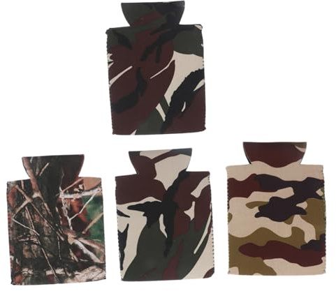 OFFSCH 4 piezas Fundas Aislantes para Latas de Cerveza Neopreno Resistente Protector y Antichoque para Actividades como Ciclismo Picnic y Playa con Diseño Camuflaje Verde