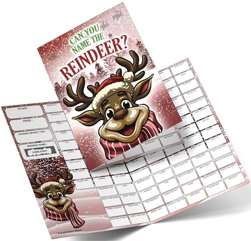 Fundraiser Hero Name the Reindeer Fundraising Scratch Card. A4 Size - 100 Names - Double Sided 330gsm Card