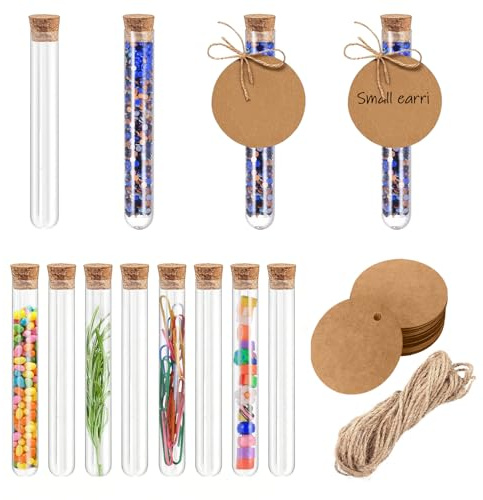 runxsam 60 tubes à essai plast. + 60 étiq. kraft + 2 rouleau de ficell