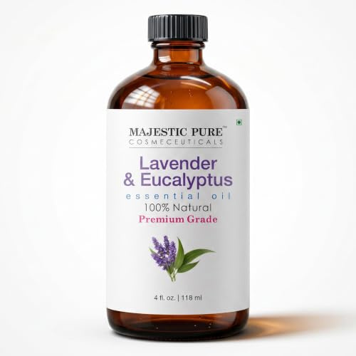 Majestic Pure Lavender & Eucalyptus Essential Oil, 118ml Candle Making | Scents| Ideal for aromatherapy, diffuser use, home fragrance, DIY projects, and everyday aromatic wellness routines.