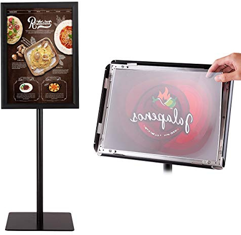 COSTWAY A3 Poster Stand Espositore da Pavimento Supporto Poster Menù per Pubblicità da Terra, Girevole a 360 Gradi, Regolabile in Altezza (Nero A3)