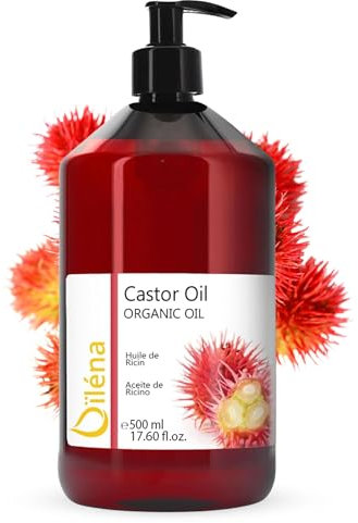 Olio de Ricino, Spremuto a Freddo, 100% Naturale, Occhiaie, Capelli Secchi, Cuticole, Viso, Corpo, Acceleratore di Crescita, Ciglia, Unghie, Barba, Siero Anticaduta, Vegano 500 ml