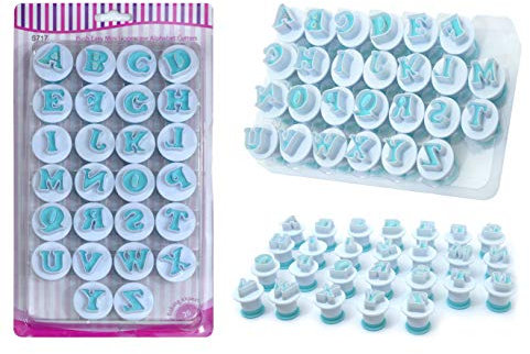 Mesmeriser Cookie Cutter Pack of 26 in Capital Letters – Fondant Icing Alphabet Cookie Stamps and Letter Cutters for Cake Decorating