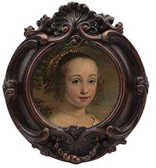 SYLVIA'S SHOP Small Antique 3 x 3 Round Picture Frame, Mini Vintage Ornate Photo Frame, Table Top Display and Wall Hanging Home Decor, Old Fashioned Photo Gallery Art Deco, Brown – by