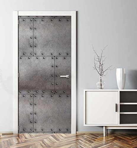 MyMaxxi - Tür bekleben mit Türtapete Türposter Türfolie Selbstklebend 90x200 dunkele Stahlwand - Tür verschönern Türaufkleber Türklebefolie Mauer Metall grau