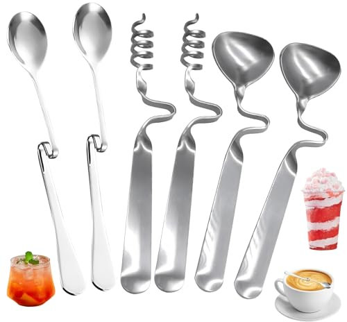 Snowtain Cucchiai da Marmellata, 6 Pcs Cucchiai per Il Miele, Cucchiaio a Spirale per Marmellata,Yogurt e Miele, Lucido, Argento, in Acciaio Inox