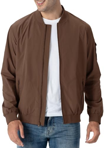 Rdruko Men's Lightweight Bomber Jacket Casual Stylish Fashion Coat Windbreaker(Retro Brown, US XXL)