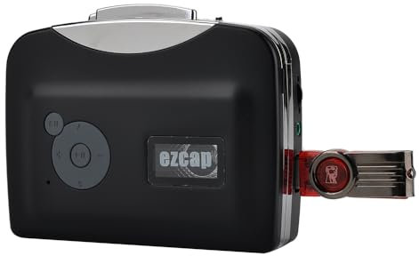 docooler USB-Kassettenleser mit Kopfhörern Konverter von Band zu MP3 Tragbarer Sprachrecorder Lautsprecher Eingebaut Mikrofon