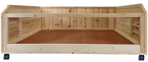 Meerschweinchen Stall aus Kiefernholz - 113 cm - Kleintierstall - auf Rollen - Gehege