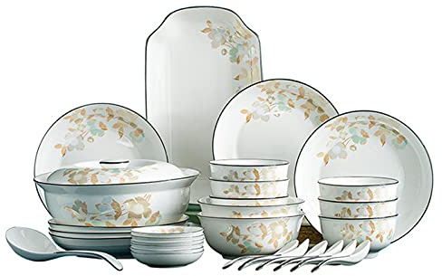 Service de table en porcelaine blanc laiteux Home Simplicity Ensemble de vaisselle combiné comprenant des bols, des assiettes à dessert, des assiettes à soupe et des assiettes à dîner, ensemble de 56