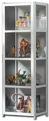 Witriolik Vitrinenschrank Weiß, 42x33x130cm Glasvitrine Stehend, Sammlervitrine Doppeltürige Acryl-Vitrine, Wandvitrine für Sammlerstücke geeignet für Verschiedene Szenarien