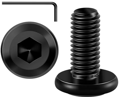 Wavanta 20Pcs M6 Bolts, M6 x 16mm Flat Head Hex Socket Cap Screws Bolts, 304 Stainless Steel Furniture Bolt Full Thread, Black Oxide, with Hex Key