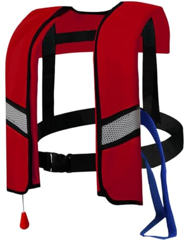 Gilets de Sauvetage gonflables pour Adultes Gilet de Sauvetage Gonflable Automatique 150n Gilet réglable avec Bandes réfléchissantes et sifflet Tube supplémentaire pour la Navigation
