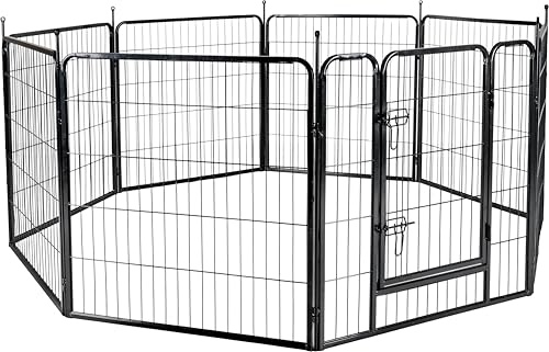 Flamingo Chenil pour Chien Zecta Noir – 205x196x80cm – en Acier Galvanisé | Grand Espace Sécurisé, Résistant aux Intempéries, avec Porte à Verrou