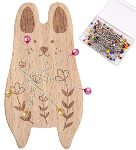 Generico Cuscino Magnetico per Spilli - Delizioso Porta Aghi Magnetico,Forma Animale in Legno Multifunzionale per Artigianato Sartoria Cucito Trapuntatura