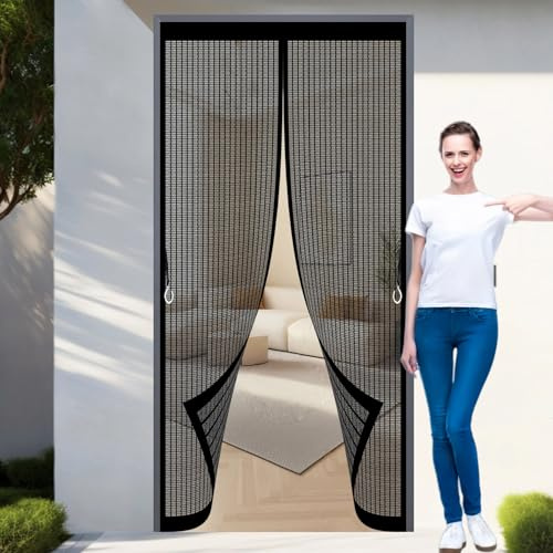Zanzariera Magnetica Porta Zanzariera 93 x 175 cm, Anti-Zanzare, Anti-Insetti, Rete Ultra-Fine, Installazione Facile, per Porta per Finestra Balcone, Nero