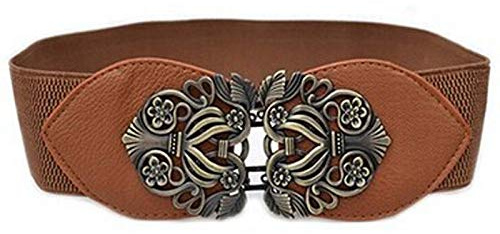 lozssnigzi Trachtengürtel Damen, Vintage Breit Stretch Gürtel Festival Taillengürtel Mittelalter Schnalle Trachtengürtel Flechtgürtel, Braun