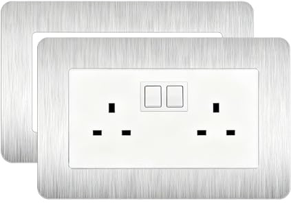 2PCS Double Socket Surround Silver, Switch Sticker Cover 14.6cm x 8.6cm