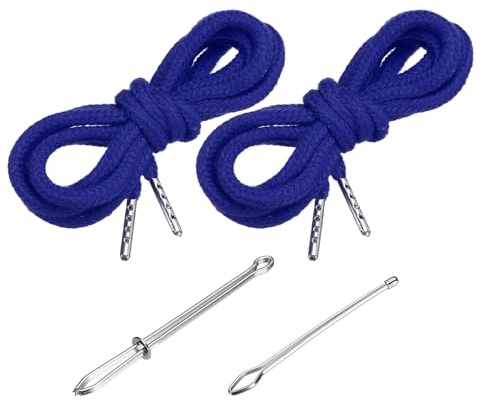 PATIKIL Cordones De 130 Cm / 51 Pulgadas 2 Piezas De Cordones De Reemplazo con 2 Piezas De Enhebradores Fáciles para Pantalones Cortos Chaquetas Abrigos Pantalones De Chándal Azul Oscuro