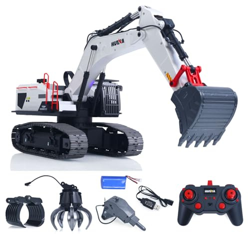 TOUCAN RC HOBBY US in Stock 1/14 HUINA RC Excavator Model 1594 Radio Light Sound Grab Grapple Hammer Battery Adult 14+