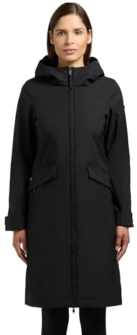khujo dam lång övergångsjacka, kappa av matt skimrande material, parkas med stor huva, Femke2 XS-XXL, svart, M