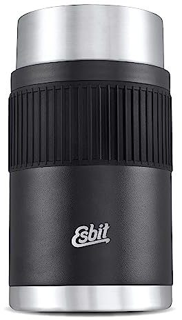 Esbit Thermobehälter Sculptor für Essen - Warmhaltebehälter 1000 ml in Schwarz mit Manschette in Edelstahl - aus Edelstahl für warme und kalte