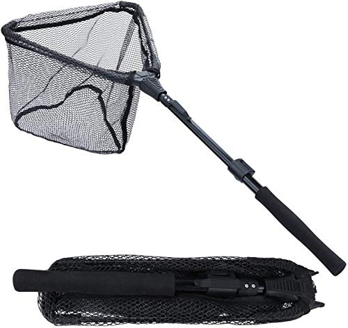 Sougayilang Fishing Net Fish Landing Net, Foldable Collapsible Telescopic Pole, Durable Nylon Material Mesh, Safe Fish Catching or Releasing