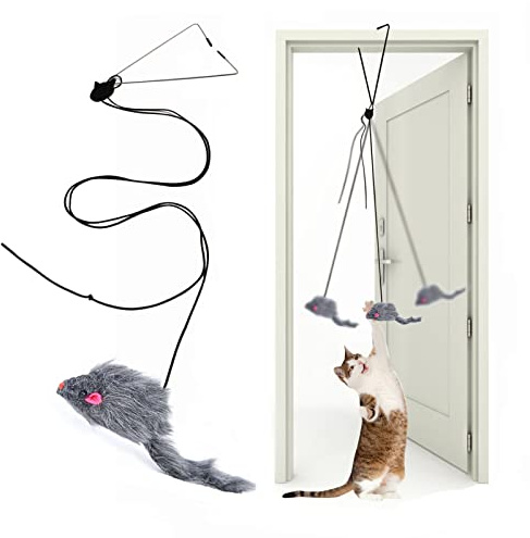 Kalimdor Interactive Cat Feather Toys,Retractable Teaser Toy ，Hanging Interactive Toys for Indoor Cats Kitten Play Chase Exercise, Kitten Mental Exercise Toys (1 Pack)