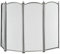 LIVIVO Fireplace Screen Panel Standing Gate - Steel Decorative Mesh Screen Flame Guard for Coal & Wood Fire Perfect for Outdoor and Indoor (4 Panel Nickel)