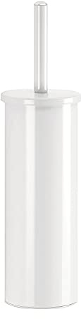 Escobillero de Suelo Flip Gedy Blanco Mate, Acero Inoxidable, Cubo Interior Extraíble para Limpieza, Diámetro 9,1x37,7 cm, Diseño Moderno para Baño