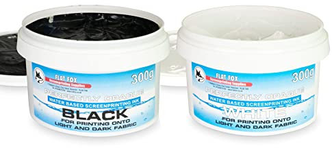 Flat Fox Siebdruck-Tinten auf Wasserbasis (Schwarz & Weiß, 300 g)