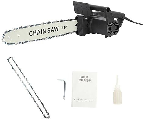 CUSROS Potente motosierra de 2,4 KW, motosierra eléctrica con cable de 16 pulgadas, sierra de cadena eléctrica sin escobillas, solo 3 kg, cortador de madera ligero para el hogar con cadena templada de