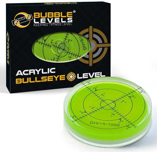 Large Acrylic Precision Bullseye Spirit Level | 60mm Diameter, Degrees, Circular, Surface Level - Bulls Eye Level for Caravans (Supplied in a Gift Box) (Acrylic)