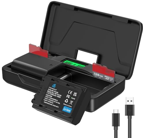 Homesuit NP-FZ100 batteri 2 500 mAh & 20 W snabbladdare med två kanaler för Sony ZV-E1 FX3 FX30 A7RIII A7RV A7SIII A7III A7IV A7C A6600 A6700 Alpha A1 A9 A9II A9III 9R A9R 9S Kamera (2-pack)