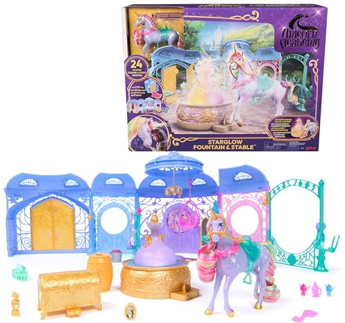 Unicorn Academy - L'Ecole des Licornes - Écurie, Fontaine, Licorne Wildstar Exclusive Et Accessoires - Sons & Lumières - Jouets Inspirés De La Série L'Ecole des Licornes - Jouet Enfant 4 Ans Et +