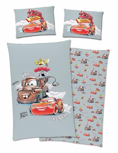 Disney Cars Car Bed Linen 40 x 60 cm + 100 x 135 cm, 100% Cotton with Zip