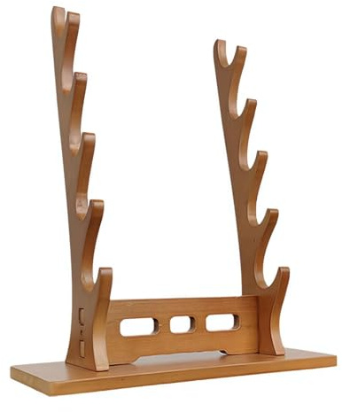 5-Tier Wooden Flute Stand Display Rack - Multi-Tier Desktop Holder for Soprano, Recorder, Bamboo Flute, Irish Whistles, Woodwind Instruments, Organizer for Collecting, Storing, Displaying (Walnut)