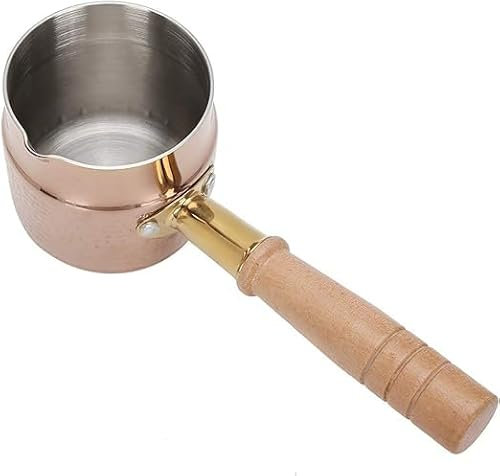 Cuiseur à lait en acier inoxydable 304, mini marmite à huile chaude, beurre fondu, chocolat, sirop bouillant, poignée en bois, cuiseur à lait de cuisine domestique, pot à lait en acier inoxydable épai