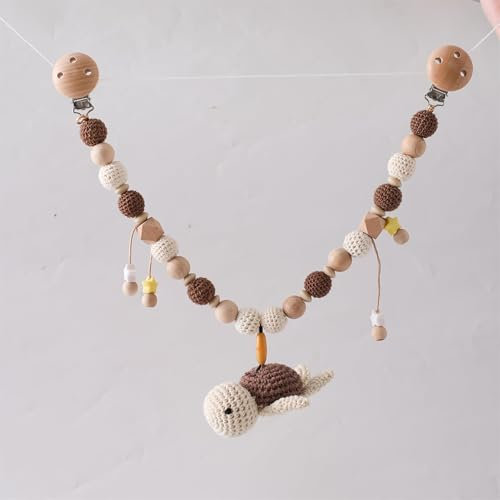 Threegoat Kinderwagenkette aus Holz und Silikon Kinderwagenspielzeug Mädchen Schildkröten
