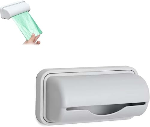 Trash Bag Dispenser,Adhesive Garbage Bag Boxes,Plastic Storage Holder,Wall Mounted Garbage Dispenser,Small Trash Containers,Kitchen Organization Accessories (Gray)