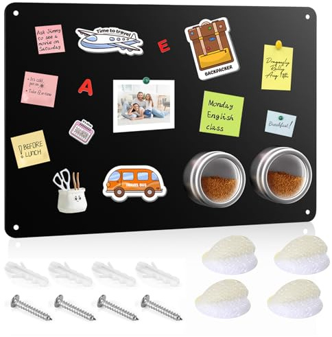 Black Metal Magnetic Board 22X32CM Magnetic Boards for Wall Memo Board for Fridge Bulletin Bar Board for Refrigerator Cubicle Cabinet