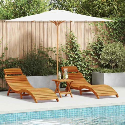 Generico Lettino Prendisole 3 PCS Marrone Legno massello di Acacia,Marrone,28.4kg,4107094