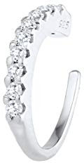 Elli Earcuff Silber 925 Ohrmanschette Damen Ohrringe für Frauen Ohrklemme mit Zirkonia Kristallen 0.015ct Durchmesser 15mm Conch 0305951019