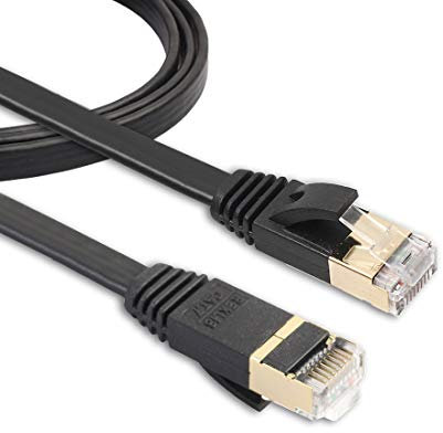 LAN rete cavo Ethernet Patch Cable 1m CAT7 10 Gigabit Ethernet Ultra Piatto Via Cavo Patch For LAN Modem Router Network - Costruito Con Connettori RJ45 Schermati Alta velocità (Color : Black)