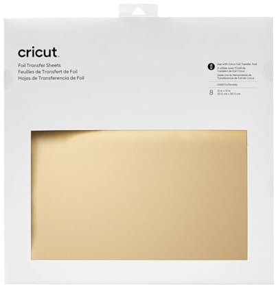 Cricut 2008718, Gold Transferfolien, (8 Stück), x 30,5 cm (12 x 12), 30,5 cm x 30,5 cm (12 x 12)