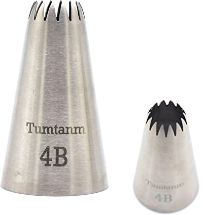 Tumtanm 4B Spritztülle mit großer Tropfenblume, große nahtlose Edelstahl-Spritztülle #4B