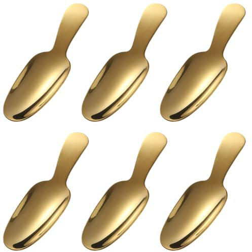 zeeooil Gold Dessertlöffel 6 Stück Edelstahl Salzlöffel Kurzer Griff Kaffeeschauf el Mini-Teelöffel für kleine Gläser Zucker Honig